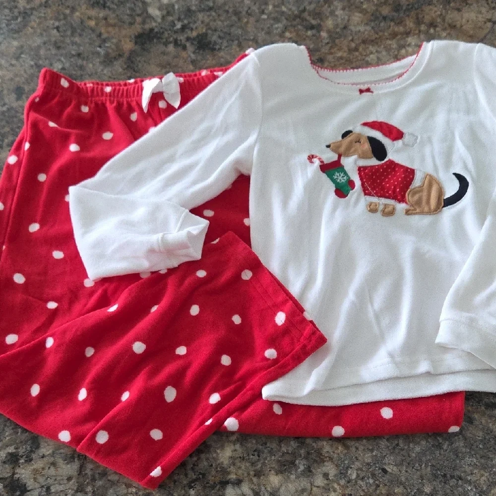Carter's Size 6 Girl's Red and White Christmas‎ Dog Pajama Set NEW - Picture 6 of 6